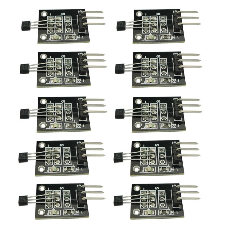 Ferwooh وحدة مستشعر المغناطيسية تأثير هول KY-003 3.3V-5V 3144E A3144 (عبوة من 10 قطع) - Image 1